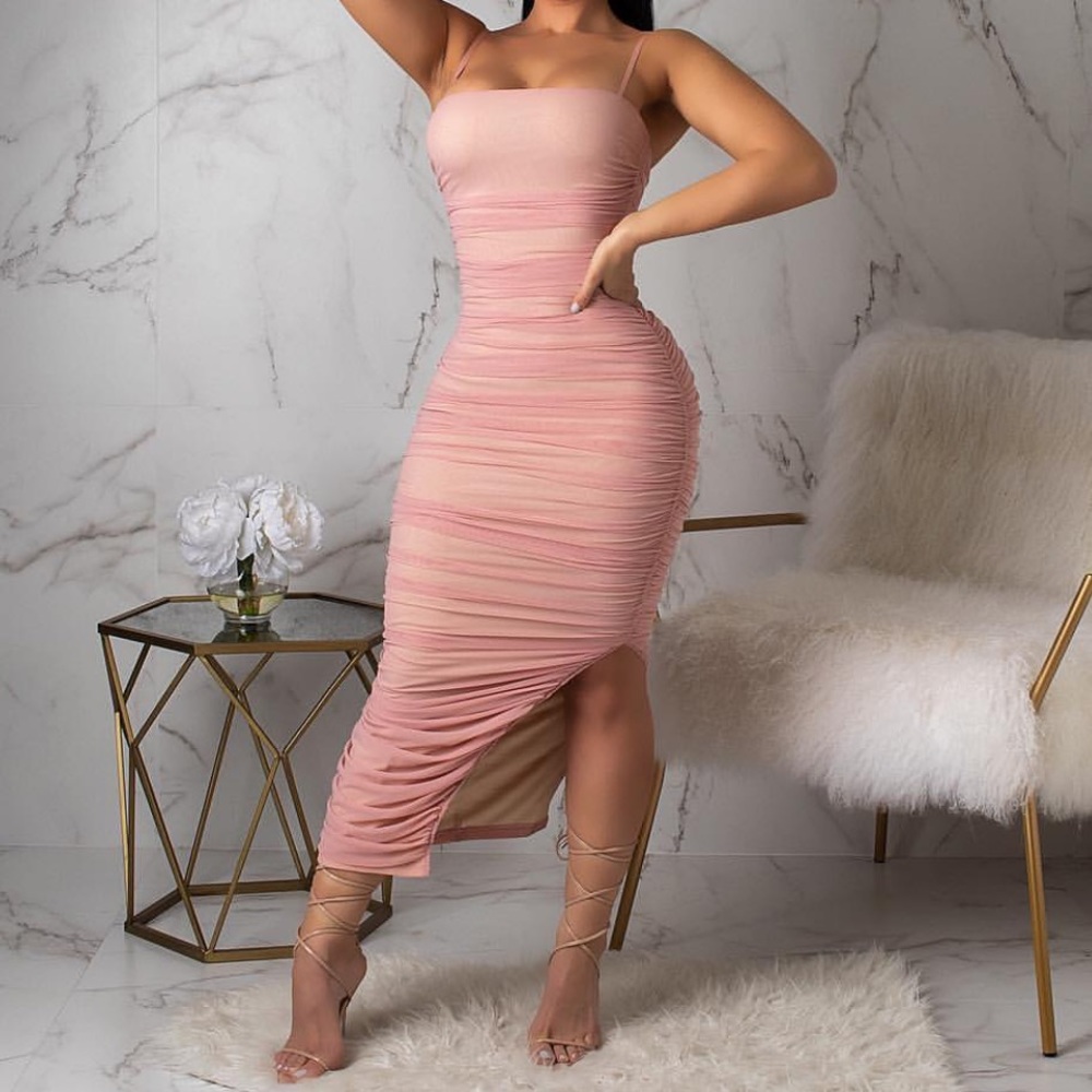 Dusty pink midi dress